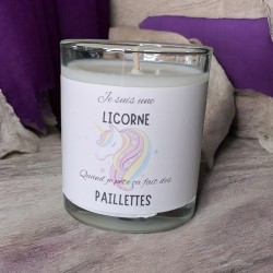 Bougie "Licorne paillettes"